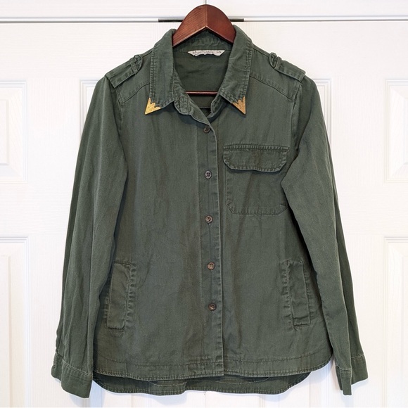Bluenotes Tops - 100% Cotton Vintage Y2K Bluenotes Size Large Army Button Down Shirt w Gold Metal